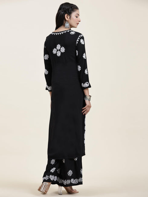 Fizaa Chikankari CO-ORD Set In Modal Cotton for Women In Black